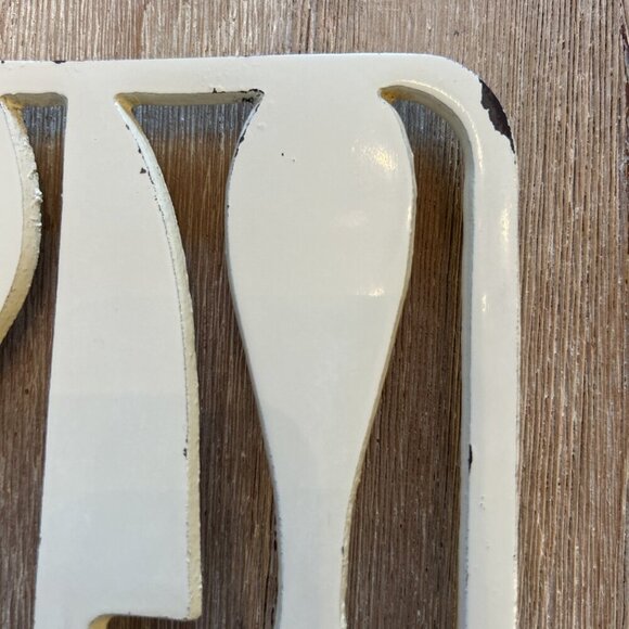 MCM TRIVET Fork Knife And Spoon Cream Enamel Cast Metal Vintage Retro Farmhouse - Picture 2 of 3